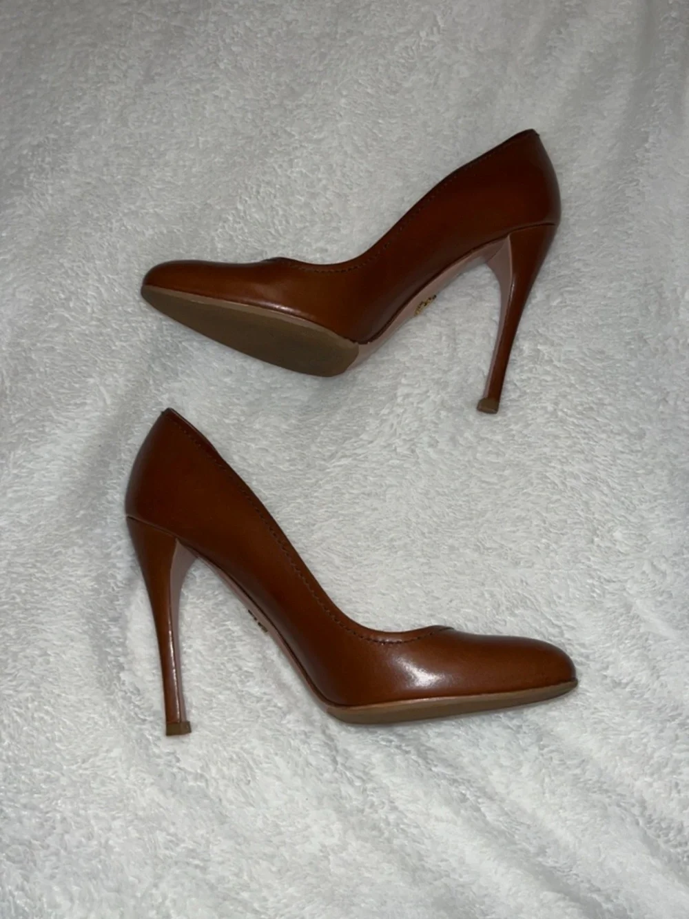 Prada Brown Leather Pointed-Toe Stiletto Pumps